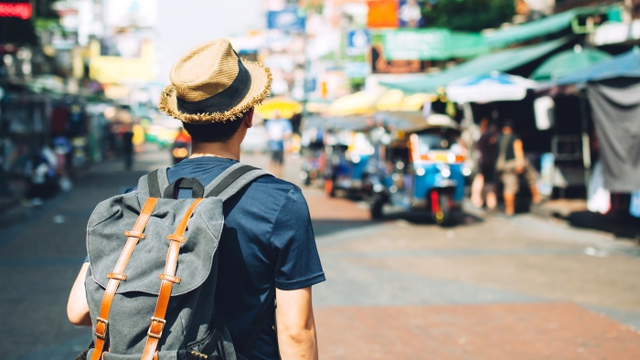 person with backpack