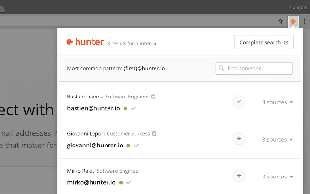 Hunter chrome extension